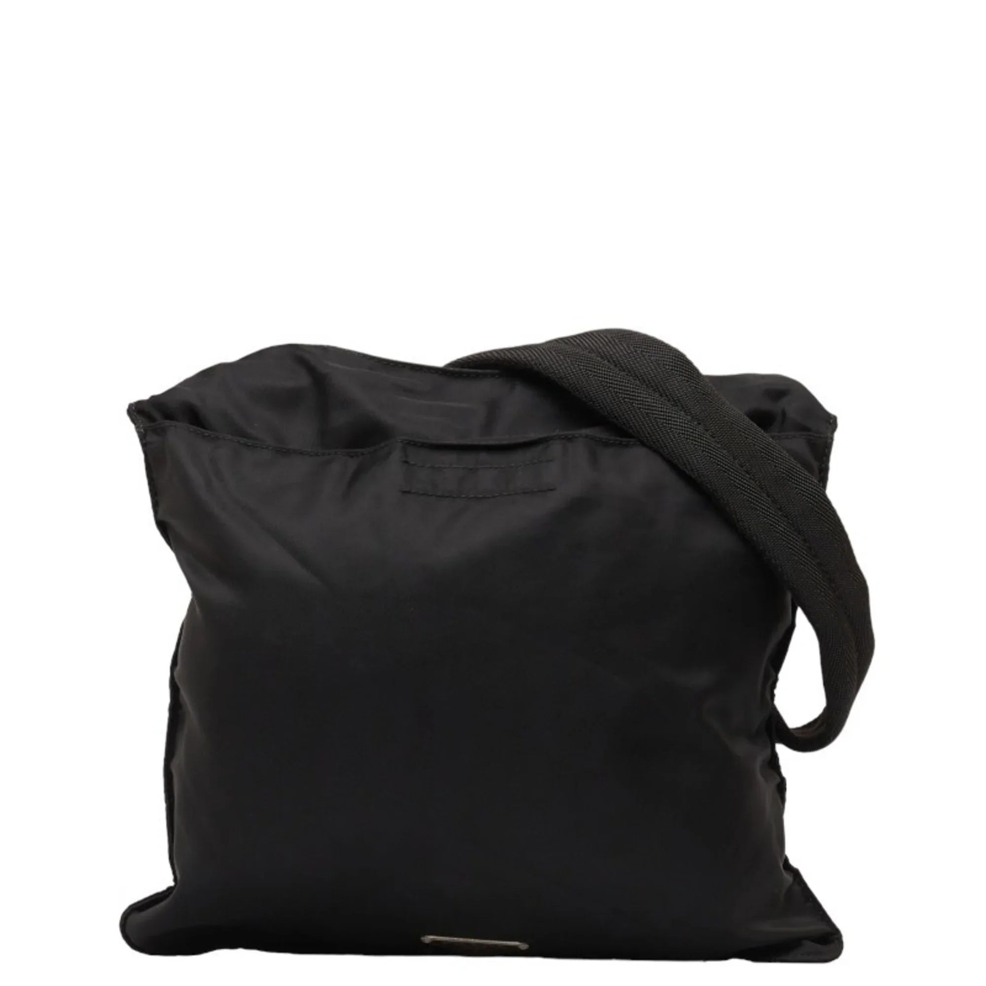 Pre-Owned Prada Triangle Plate Shoulder Bag Black Nylon Leather Women's PRADA (Fair)