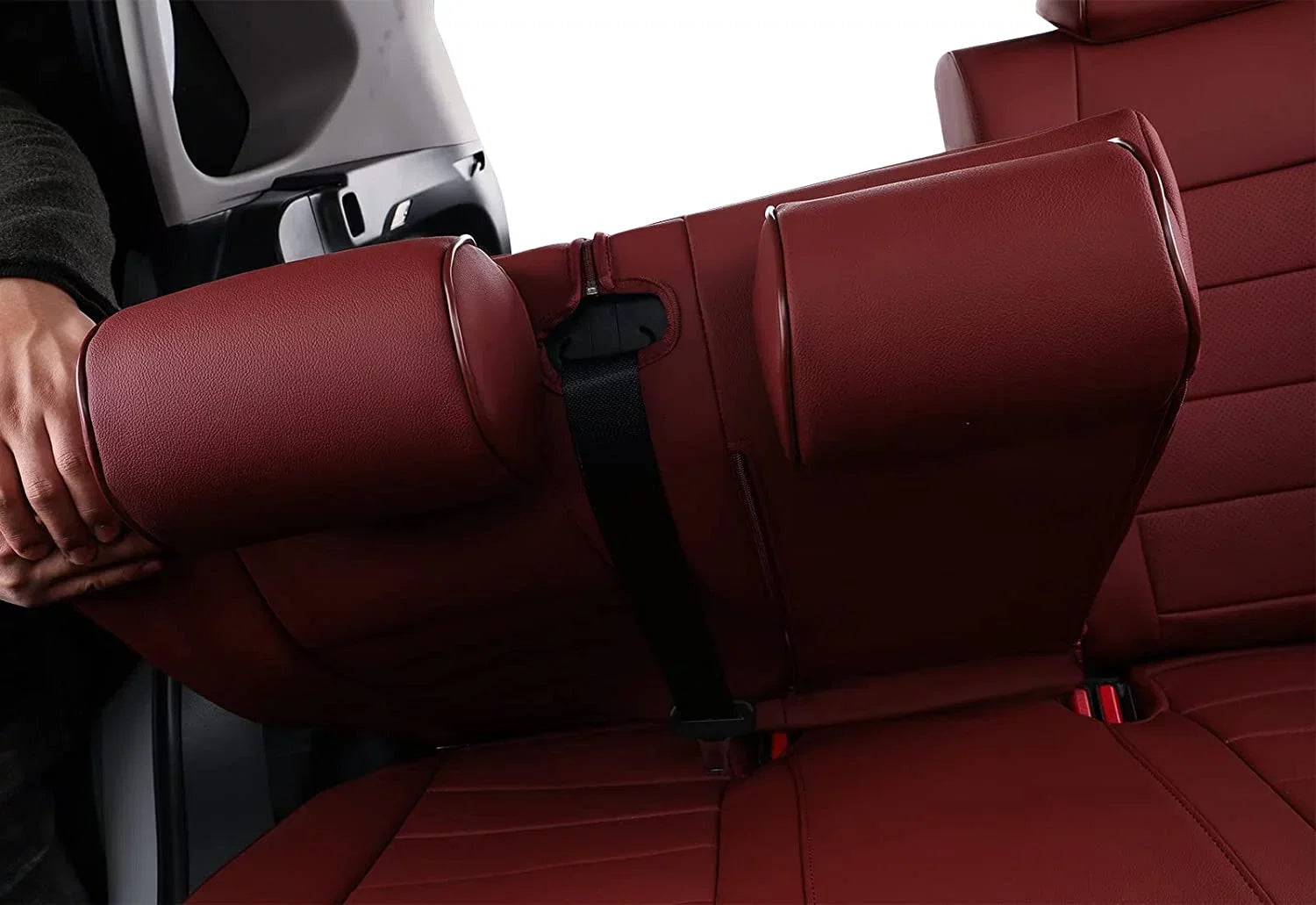 EKR Custom Fit Taos Car Seat Covers for Volkswagen Taos S SE 2022 2023 -Full Set Leather Auto Seat Covers(Burgundy)