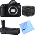 EOS 5DS R 50.6MP Digital SLR Camera Telephoto Lens Bundle includes camera, 50mm telephoto lens, battery grip and micro fiber cloth