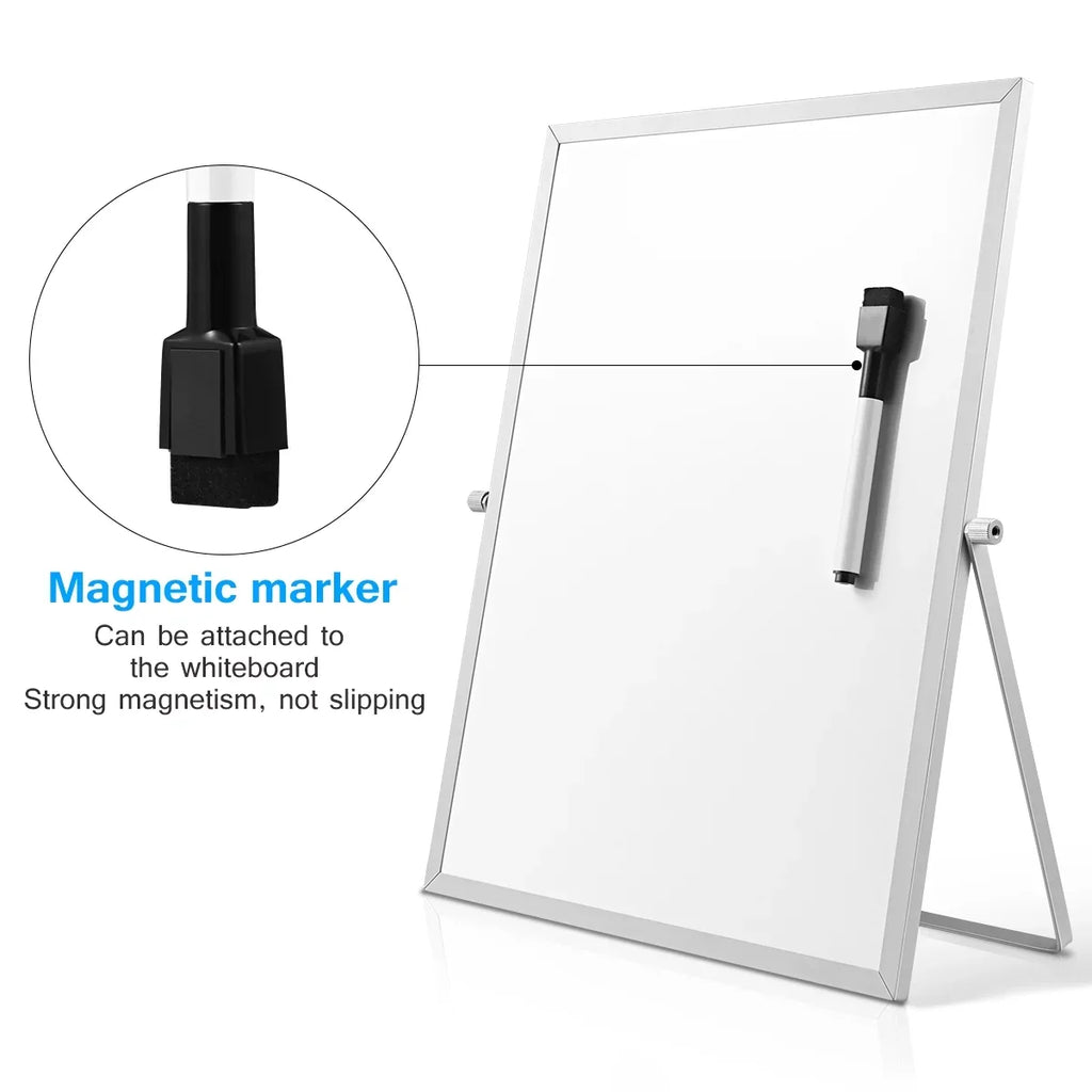 Small WhiteBoard with Stand 14" X 11", Magnetic Double-Sided Dry Erase White Board Easel for Desk Students Kids Home Office