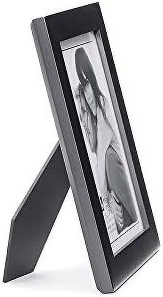 5X7 Picture Frame - Wide Real Wood Molding, Real Glass - Black