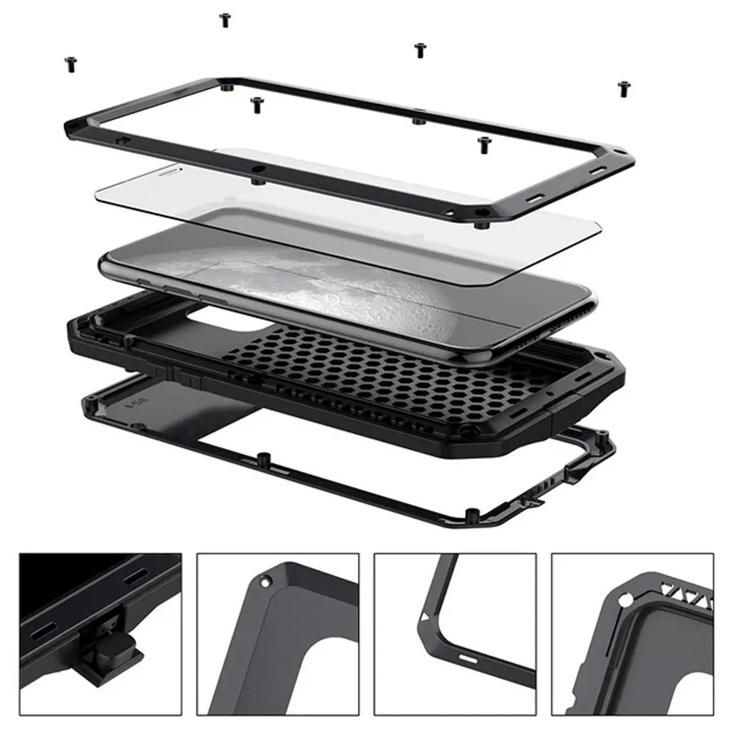 Gorilla Glass Aluminum Metal iPhone XS Max Case (Silver) Heavy Duty Military Grade Shockproof and Scratch Resistant Protection, Rugged Outdoor Travel