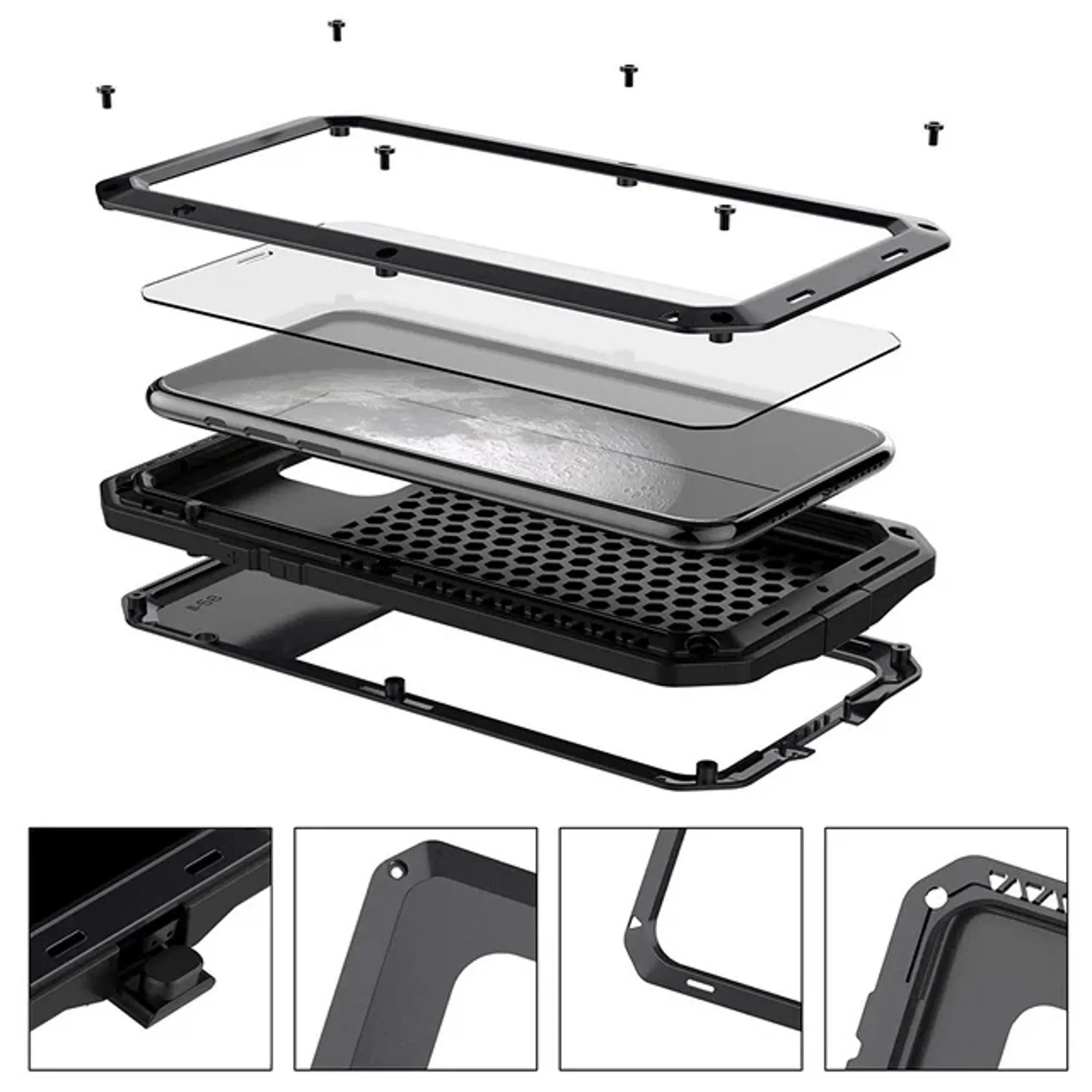 Gorilla Glass Aluminum Metal iPhone XS Max Case (Silver) Heavy Duty Military Grade Shockproof and Scratch Resistant Protection, Rugged Outdoor Travel