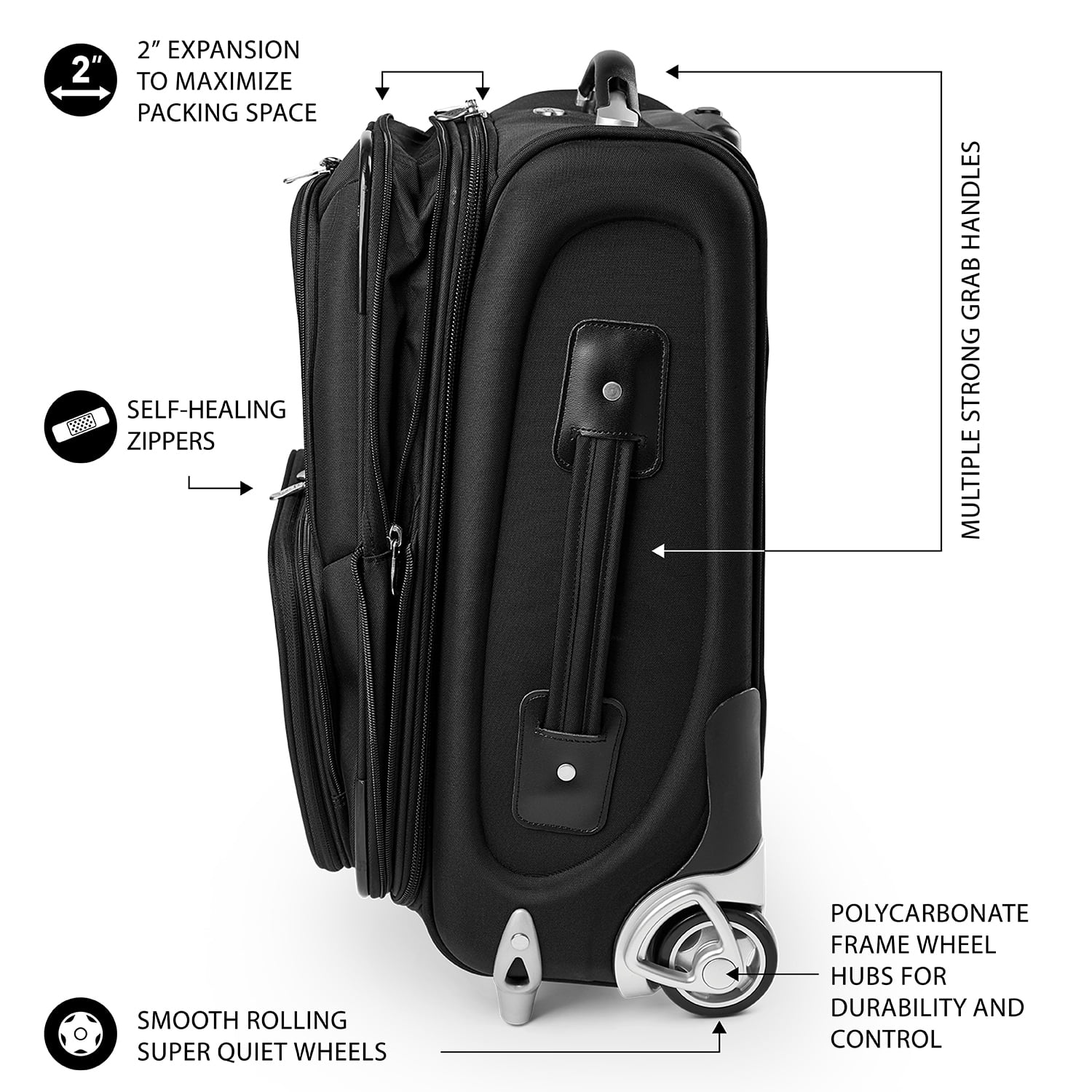 MOJO Black Cal Bears 21" Softside Rolling Carry-On Suitcase