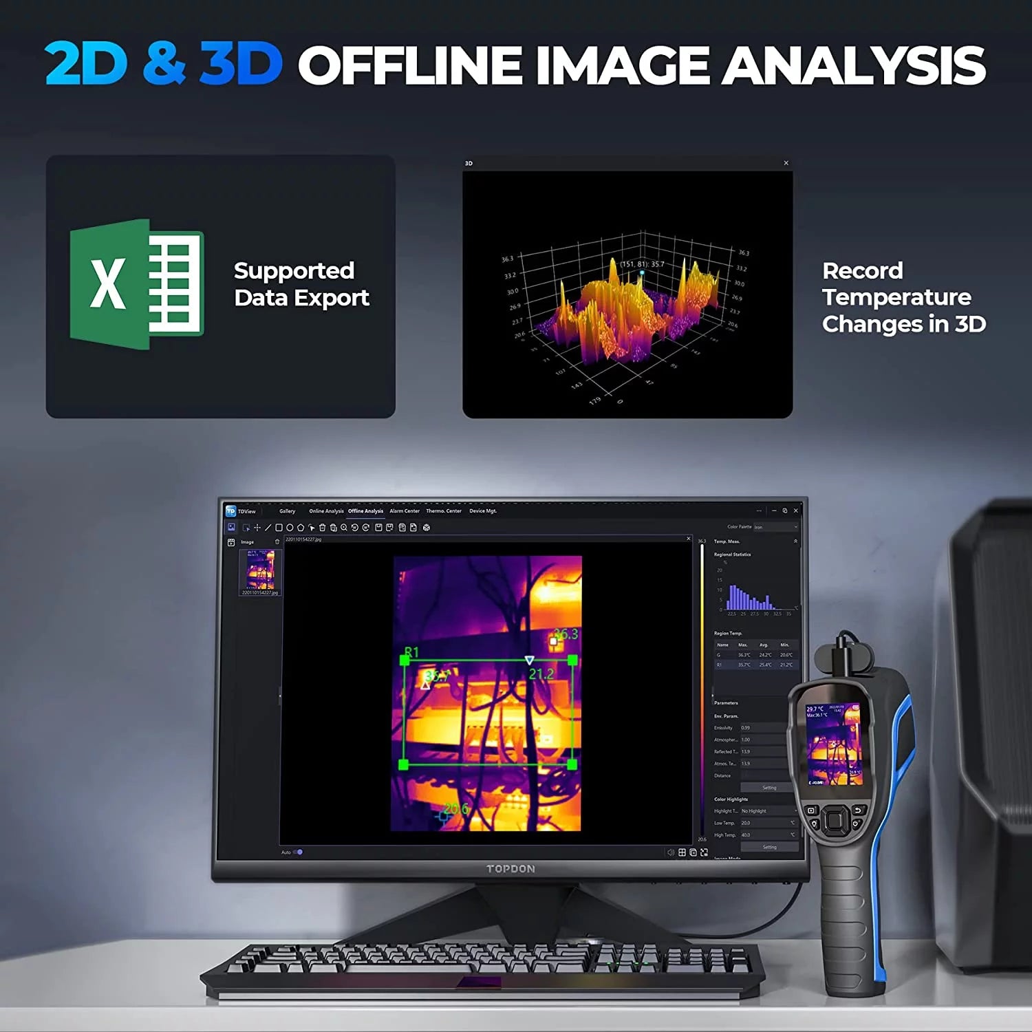 Thermal Imaging Camera TOPDON TC005 256 x 192 IR High Resolution Dual-Camera -4°F~1022°F Handheld Infrared Thermal Imager