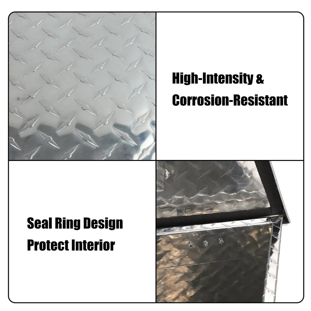 Confote Heavy Duty Aluminum Diamond Plate Trailer Tongue Box with Lock and Keys for Secure Tool Storage on Your Trailer, Silver,39 x 16.5 x 12 Inches