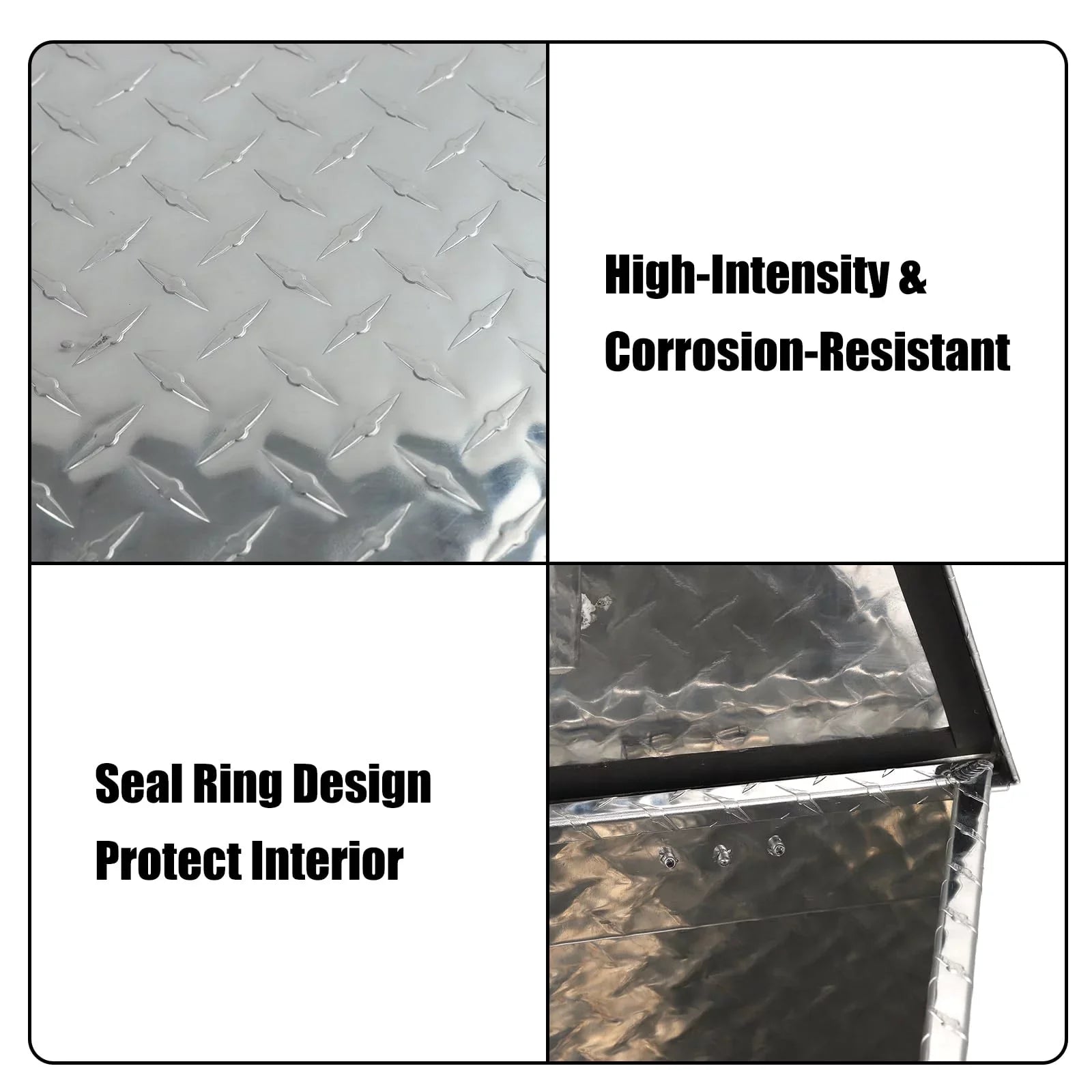 Confote Heavy Duty Aluminum Diamond Plate Trailer Tongue Box with Lock and Keys for Secure Tool Storage on Your Trailer, Silver,39 x 16.5 x 12 Inches