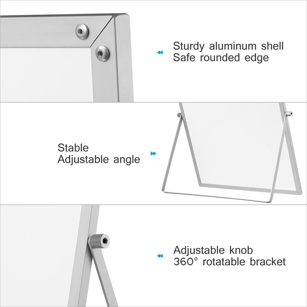 Small WhiteBoard with Stand 14" X 11", Magnetic Double-Sided Dry Erase White Board Easel for Desk Students Kids Home Office