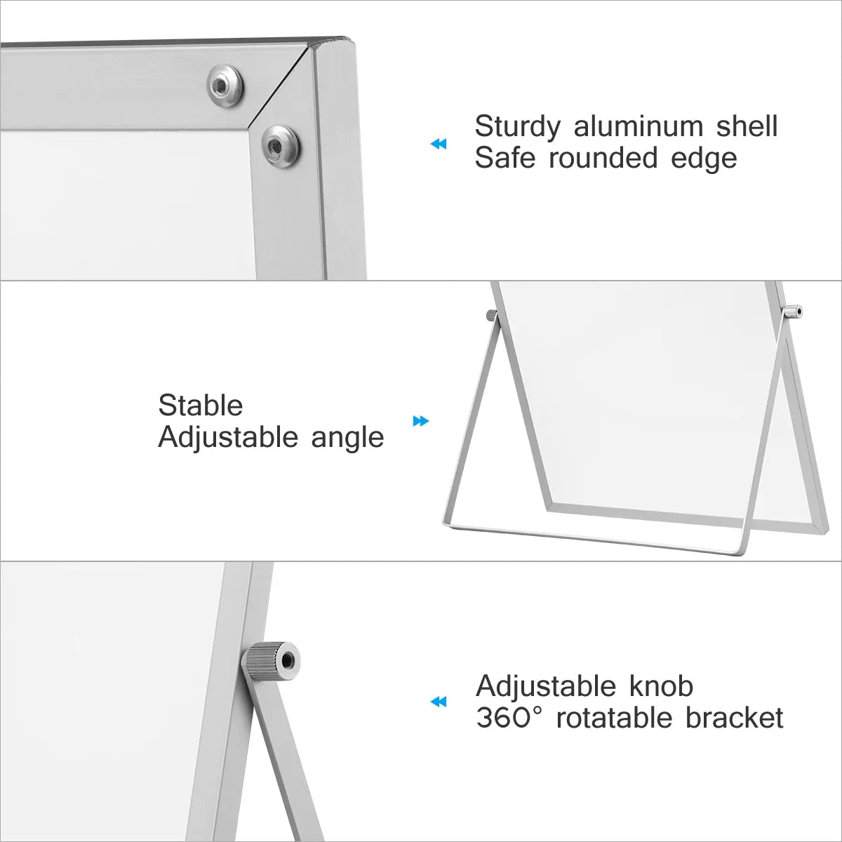 Small WhiteBoard with Stand 14" X 11", Magnetic Double-Sided Dry Erase White Board Easel for Desk Students Kids Home Office