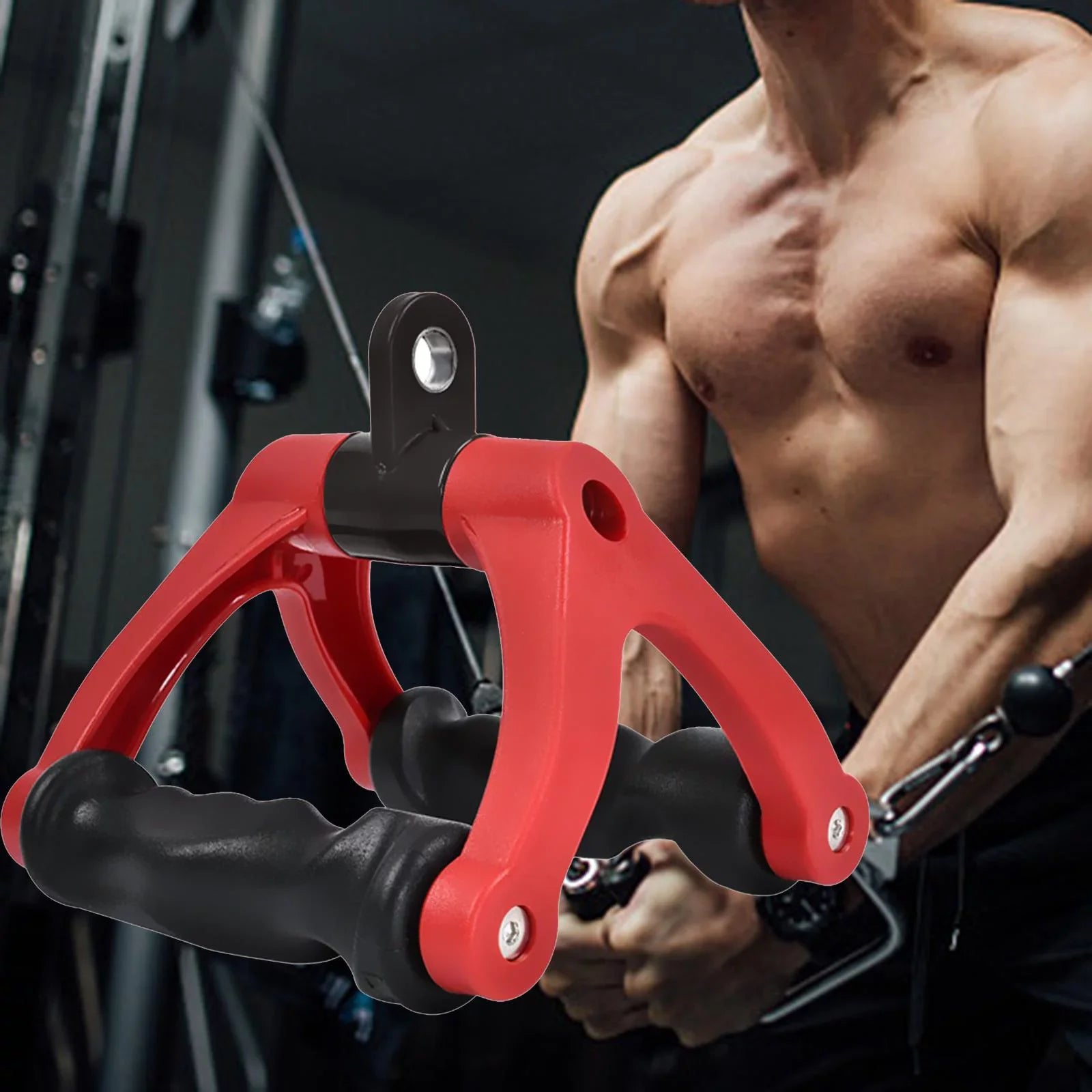 Two D Rowing Handle Cable Attachment Bearing 661 Bar Row Attachment Tricep Rope Pull Down Machine for Fitness, Home ,Gym ,Back Training Red