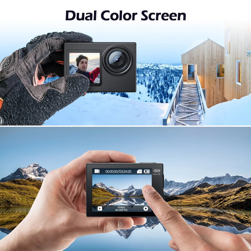 Campark 4K 30FPS Action Camera 20MP Sports Camera 131 Ft Liquid Fluid Camera WiFi Vlog Camera EIS 4.0 Zoom Support External Mic Remote Control