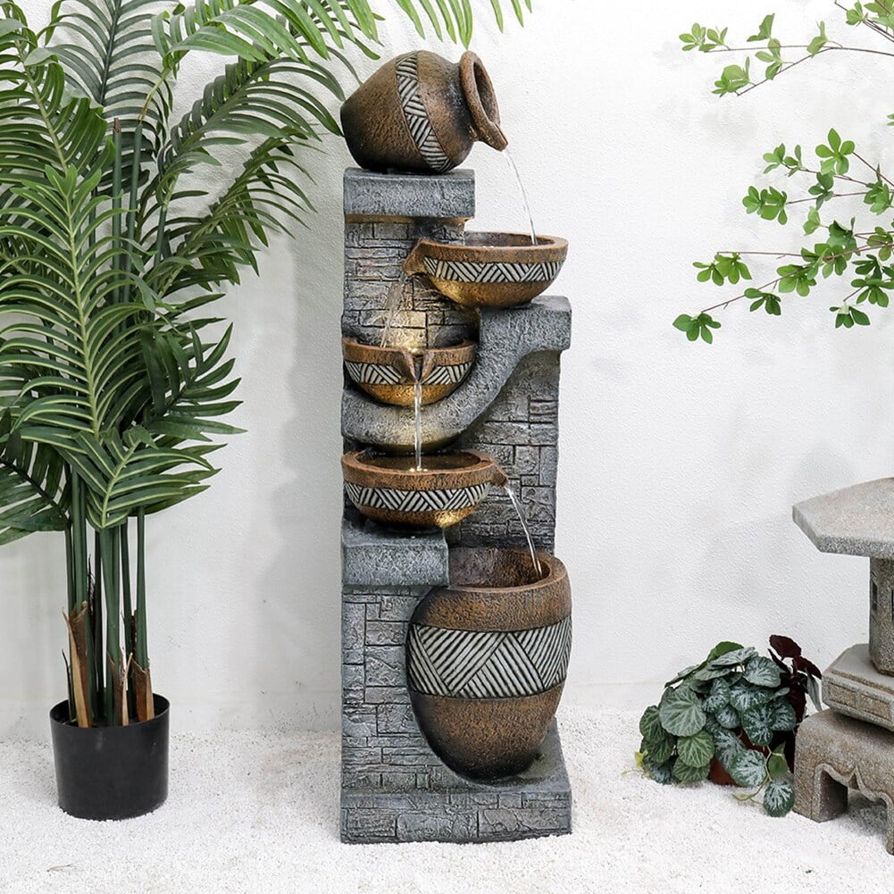LivEditor Garden Liquid Fountain, Resin Fountain for Home Garden Decor