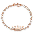 Auriga Fine Jewelry 925 Sterling Silver Rose-Tone Princess Crown Heart Link Bracelet 6inch for Women