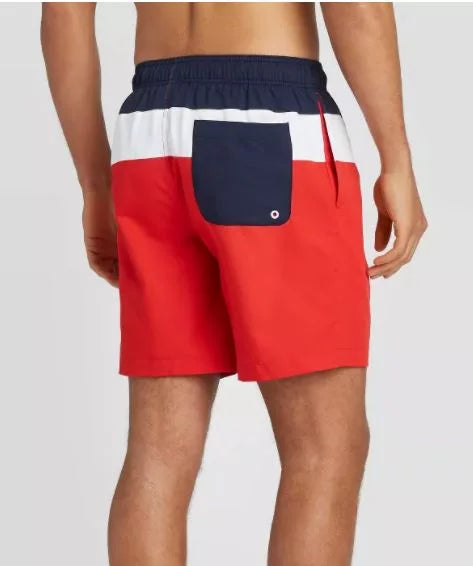 Speedo Men's 8" Colorblock Swim Shorts - Navy/White/Red- Small