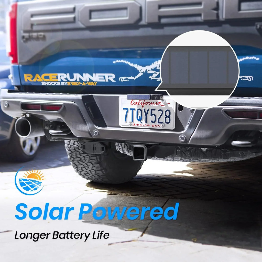 AUTO-VOX Solar Backup Camera Wireless Reverse Camera IP68 Liquid Vehicles License Plate Camera for Trailer/SUV
