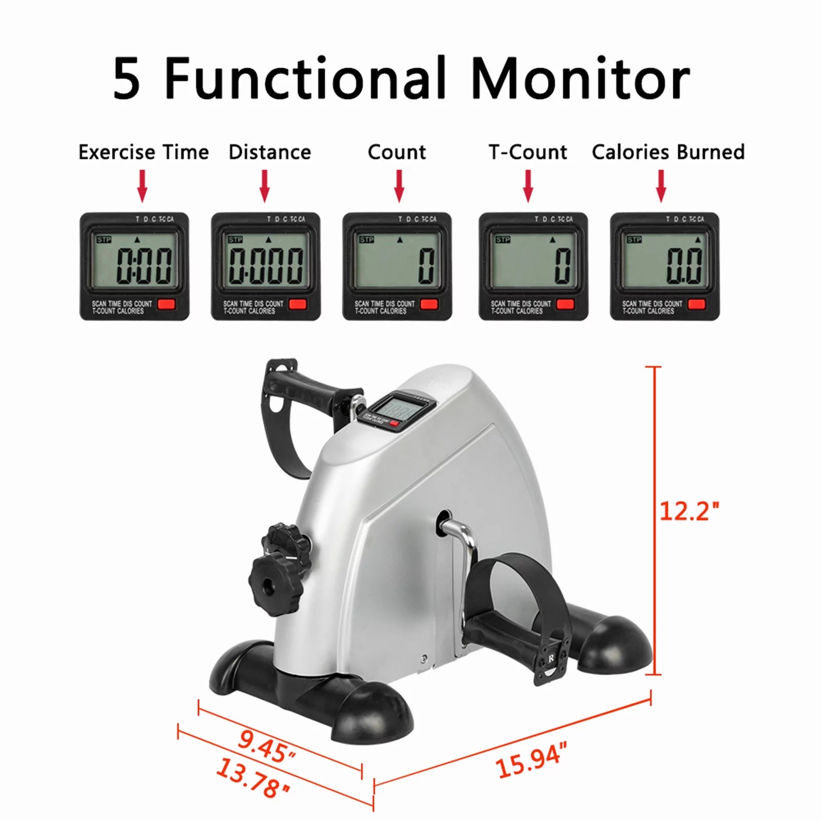 Home Use Hands and Feet Trainer Mini Exercise Bike Silver