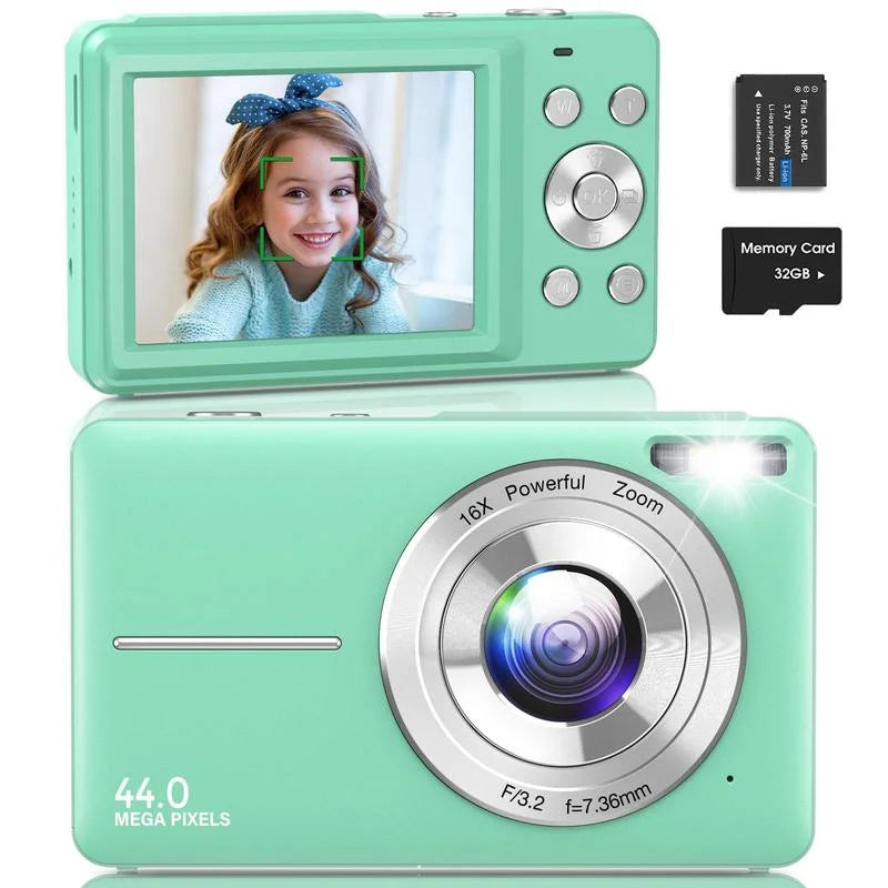 DC403 Recording Digital Camera for Music Festival, 1 Piece Multi-functional 1080P & 44MP Digital Camera for Mother's Day Gift, Ff(F/3.2, f=7.36mm), 32G Memory Card, 16X Zoom Digital Cameras, Compact P