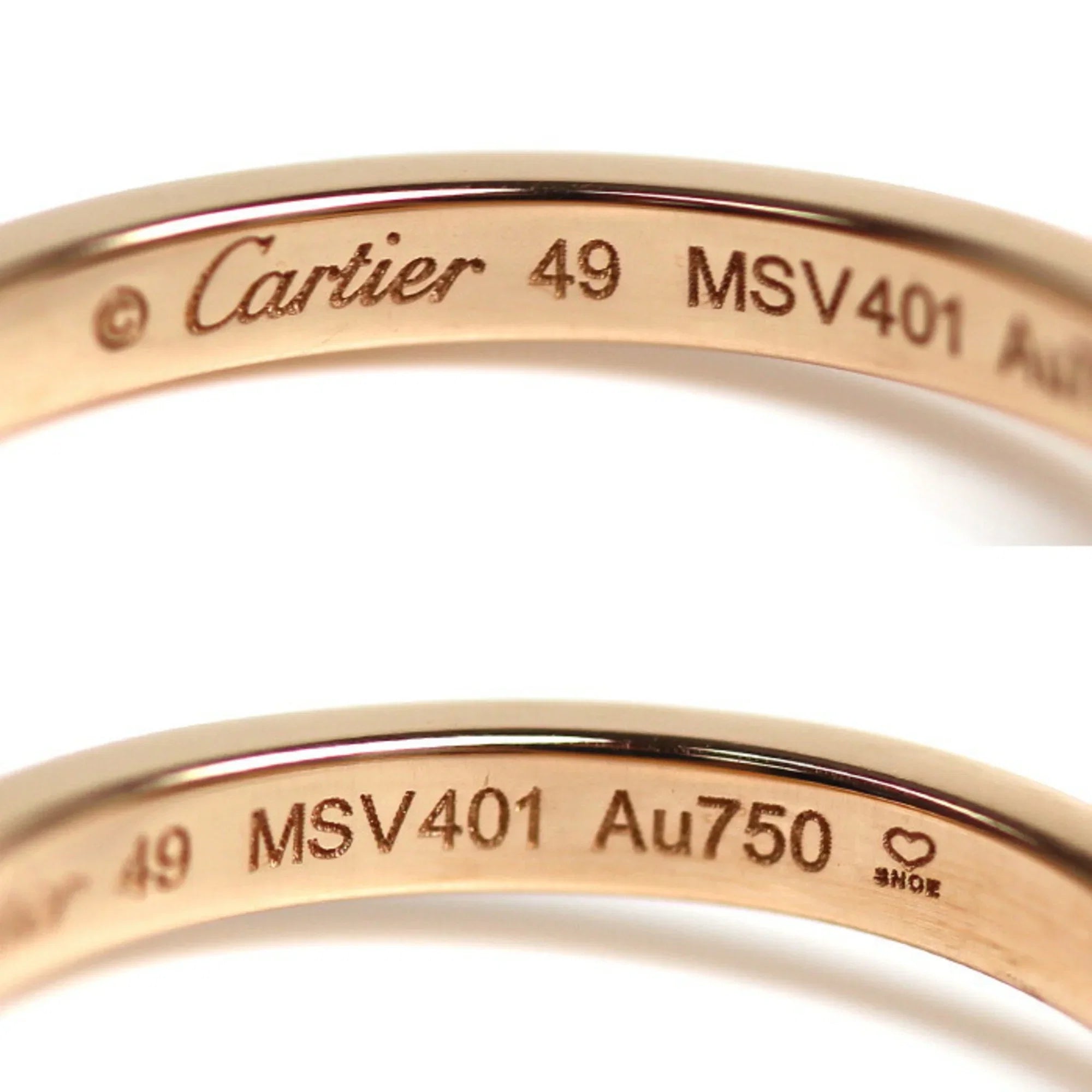 Pre-Owned CARTIER K18PG Pink Gold Ballerina Curve Wedding 3PD Ring B4098649 Diamond Size 9 49 2.4g Women's (Good)