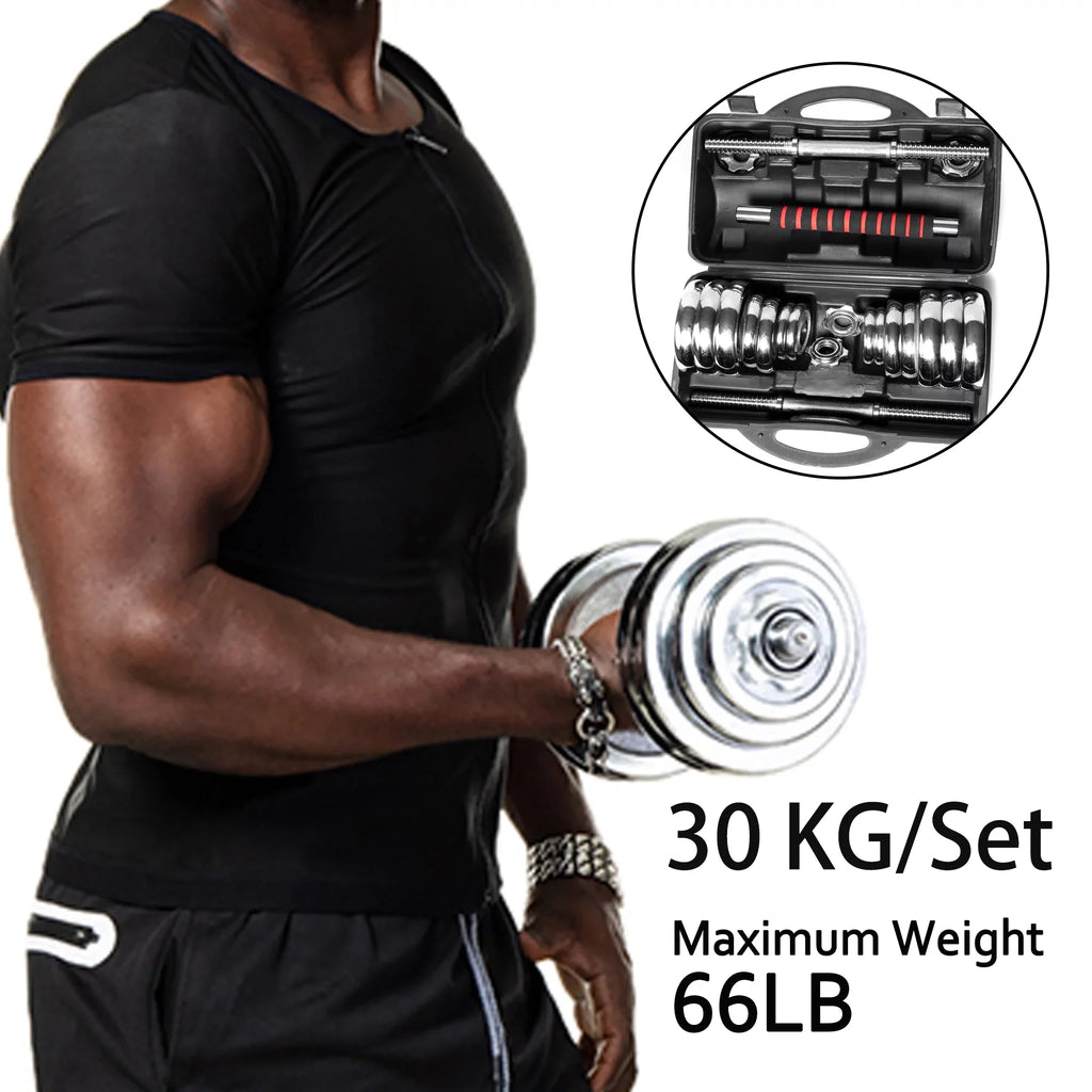 30KG Adjustable Dumbbell Bar Set Weights for Weight Lifting Fitness Training Bodybuilding
