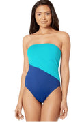 Lauren Ralph Lauren Womens Glamour Strapless/Straps One-Piece Swimsuit Size 4, Blue