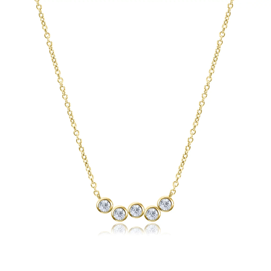 Blue Box Boutique Inc Gold Cubic Zirconia Rippled Bar Pendant Necklace for Women