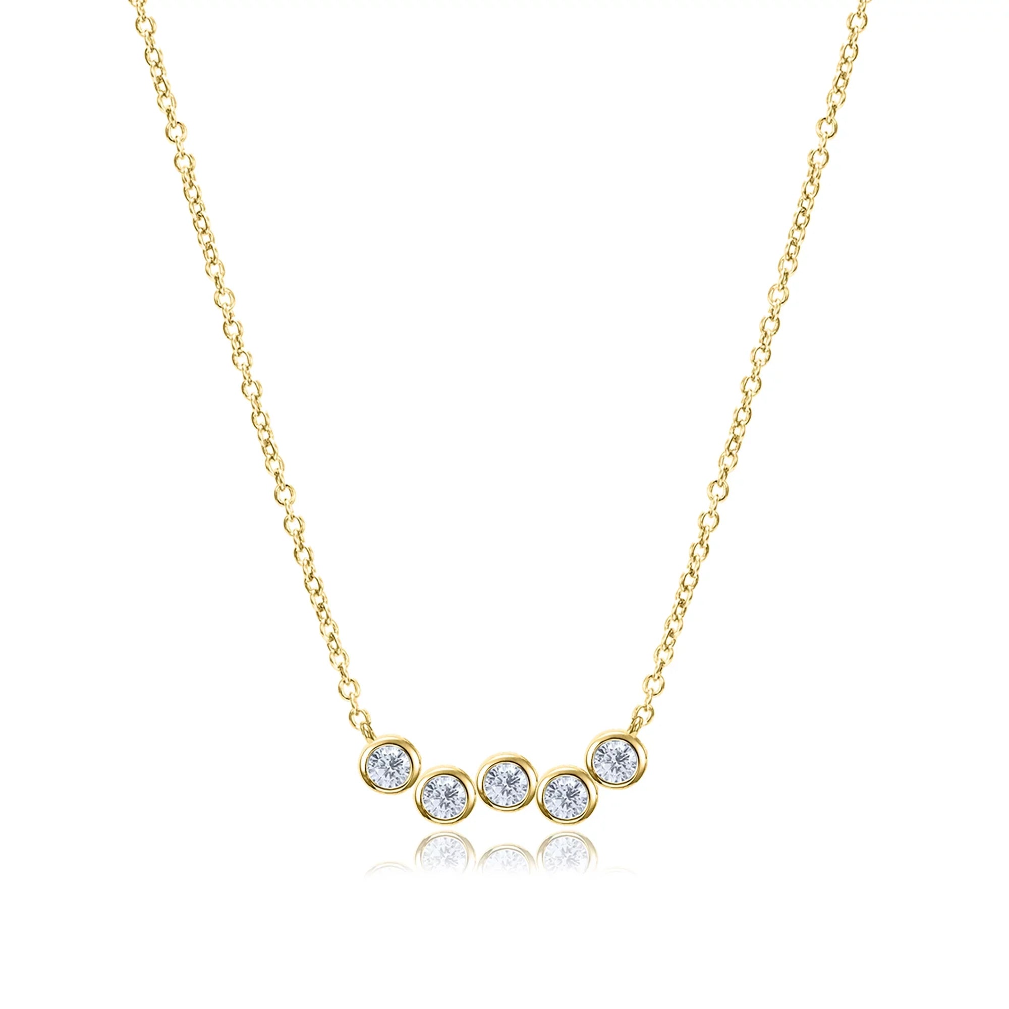Blue Box Boutique Inc Gold Cubic Zirconia Rippled Bar Pendant Necklace for Women