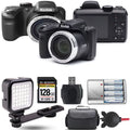 Kodak PIXPRO AZ401 Digital Camera (Black) + Extra Battery + LED - 128GB Kit