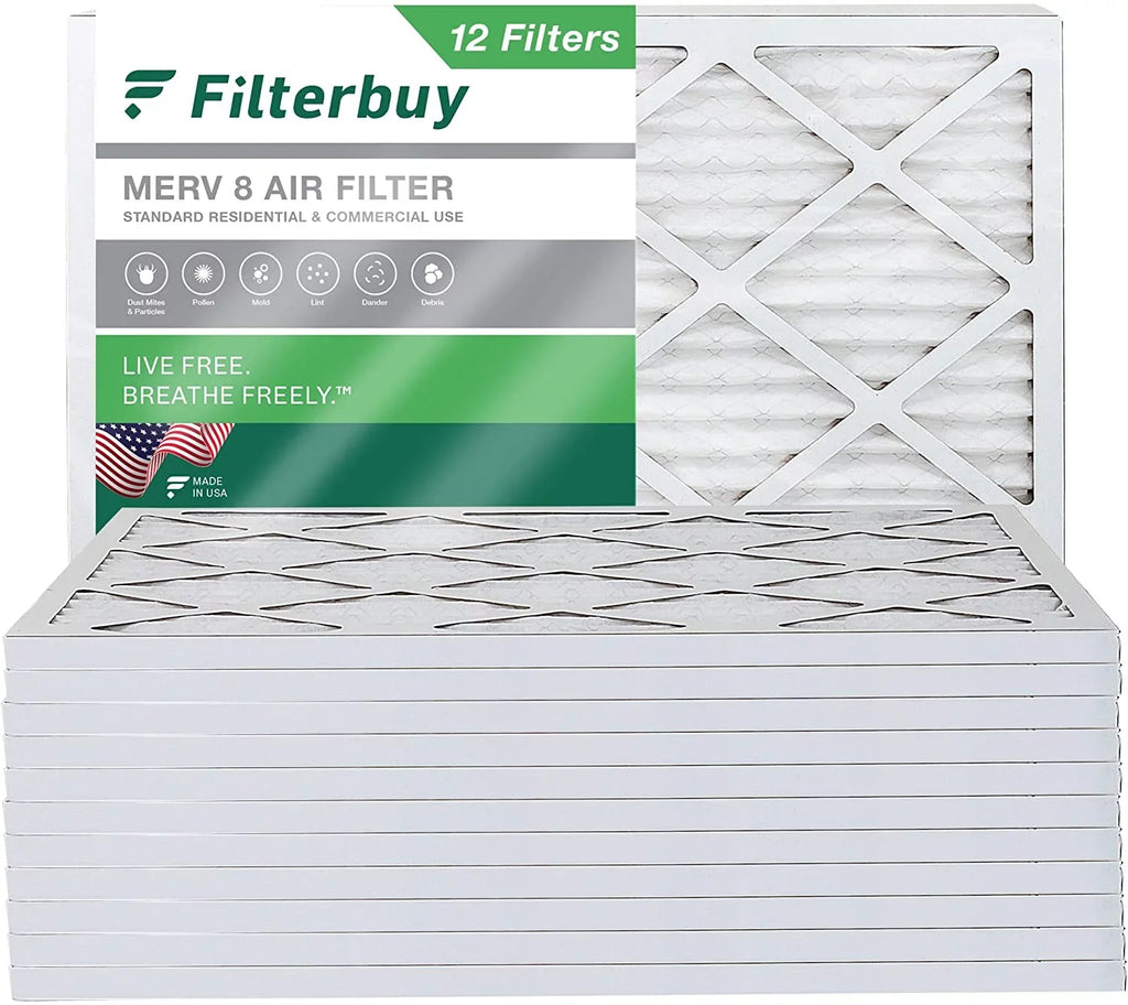 Filterbuy 8x14x1 MERV 8 Pleated HVAC AC Furnace Air Filters (12-Pack)