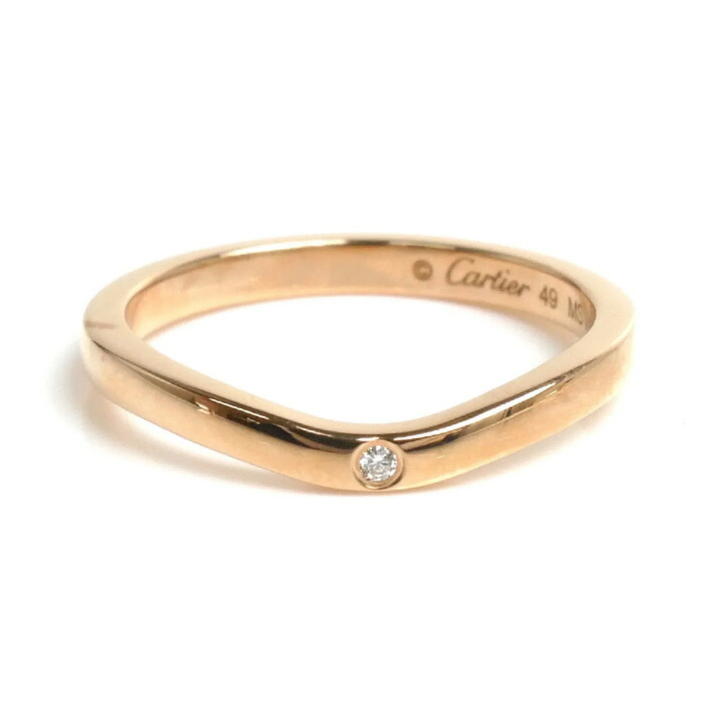 Pre-Owned CARTIER K18PG Pink Gold Ballerina Curve Wedding 3PD Ring B4098649 Diamond Size 9 49 2.4g Women's (Good)
