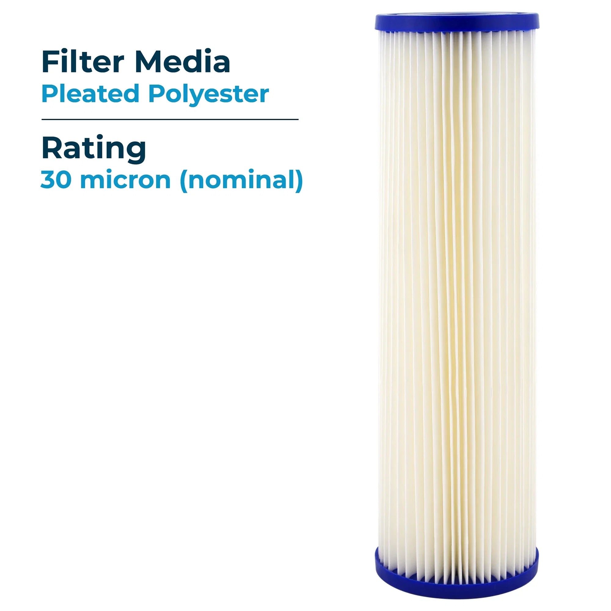 SpiroPure 10 x 2.5" Pleated Polyester Filter Cartridge, 30 Micron (24 Pack)