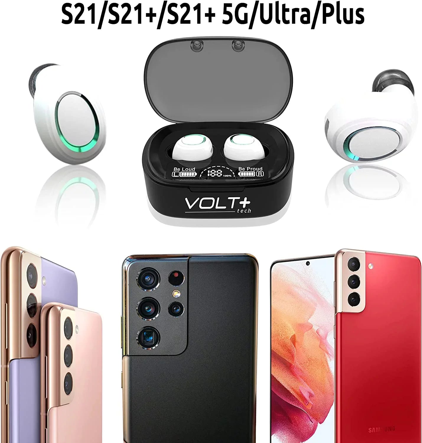 Wireless V5.1 PRO Earbuds Compatible with Galaxy Note 10/Plus/Lite/+/5G/Note10 IPX3 BlueTooth Touch Fluid / Sweatproof / Noise Reduction with Mic (White)