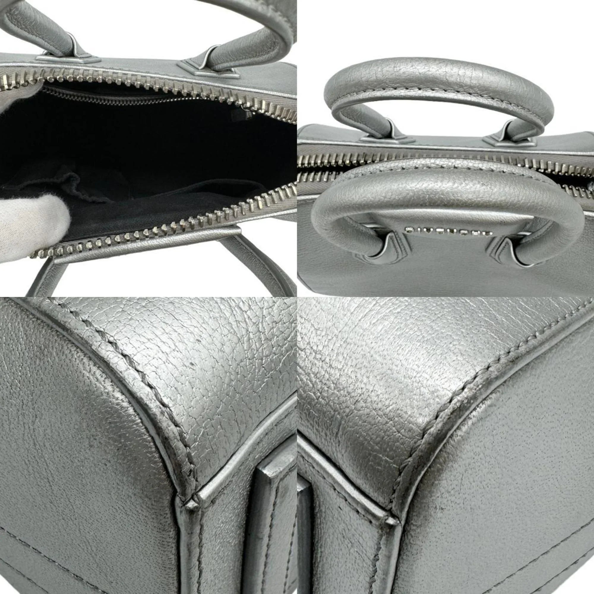 Pre-Owned Givenchy Handbag Shoulder Bag Antigona Leather Silver Women's (Good)