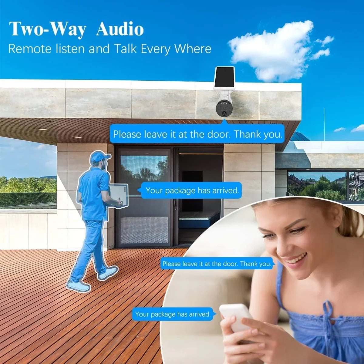 WEILAILIFE 2K Wireless Wi-Fi Solar Security Camera, Outdoor Rechargeable Battery Surveillance Camera with Solar Panel, AI Detection, Night Vision, Dual Antenna (2 Pack)