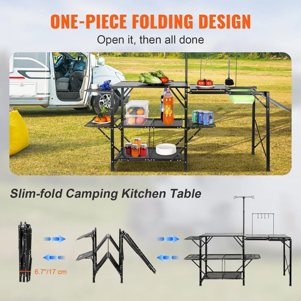 Portable Camping Kitchen Table with Sink - 13.7 - Enhance outdoor experiences with convenience and durability!