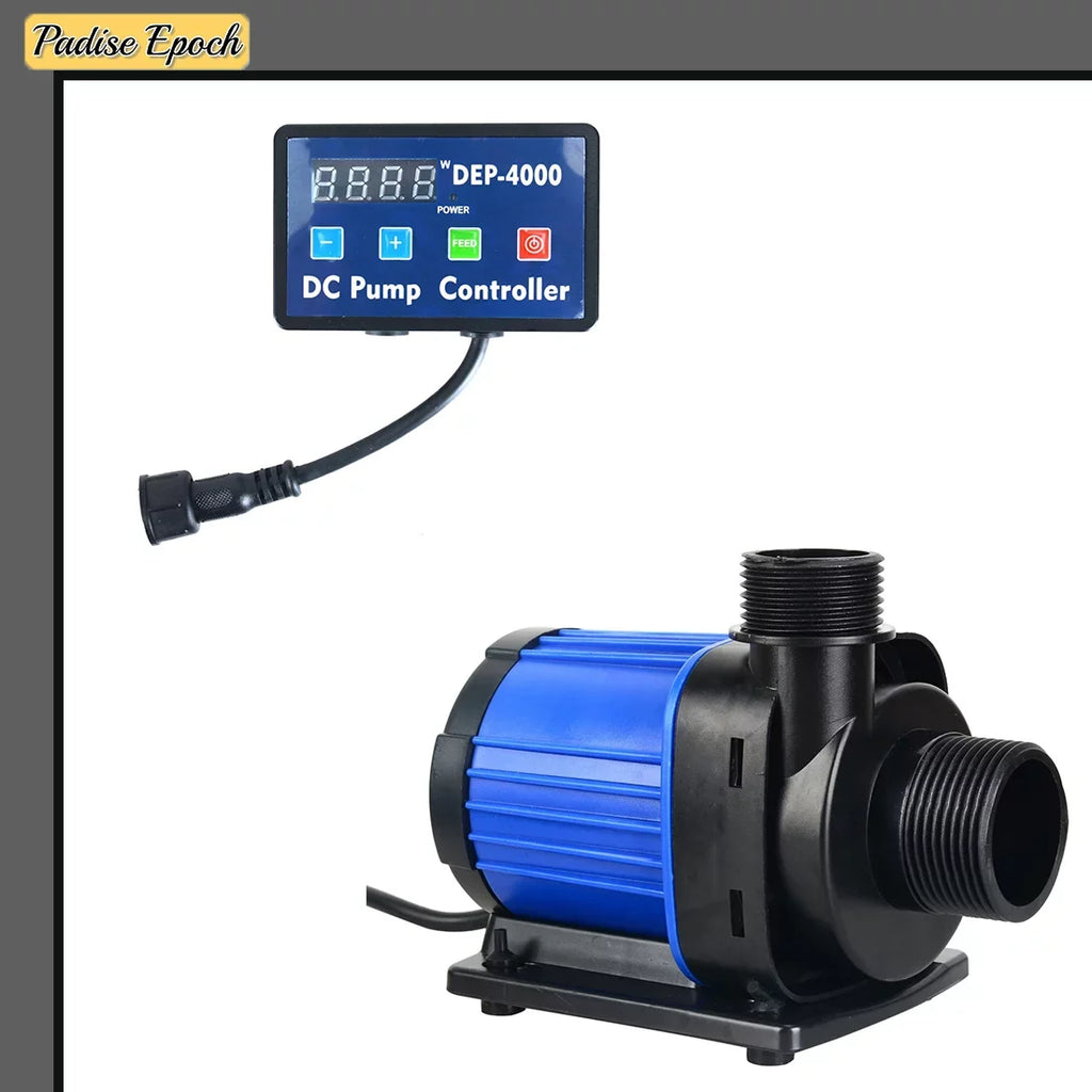 Aquarium 24 V DC Quiet Return Pump with Controller 1052 GPH Submersible and Inline Fluid Pump with Feeding Mode and Memory Function for Fish Tank Pond Fountain and Sump Circulation
