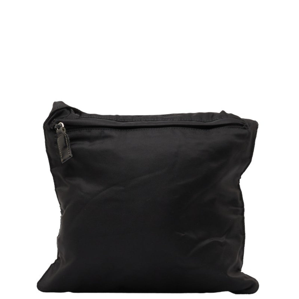 Pre-Owned Prada Triangle Plate Shoulder Bag Black Nylon Leather Women's PRADA (Fair)