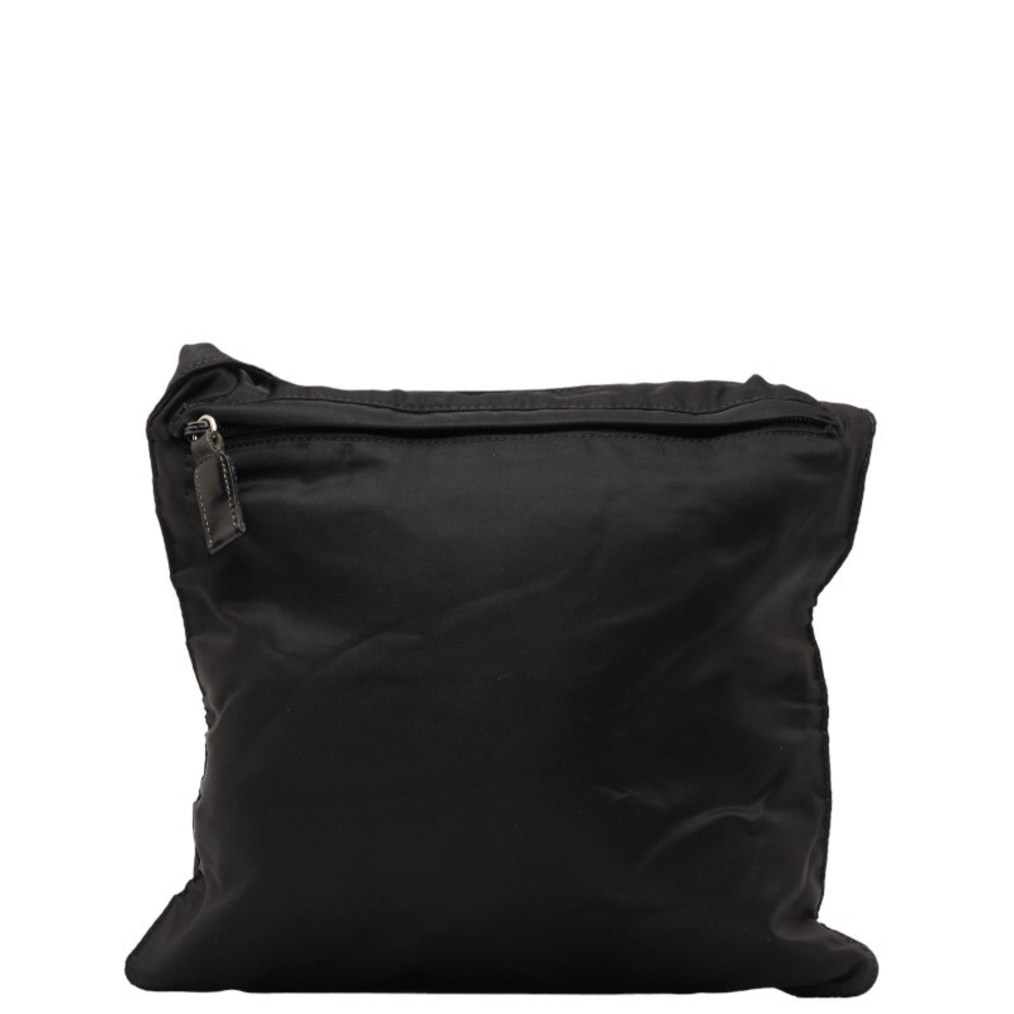 Pre-Owned Prada Triangle Plate Shoulder Bag Black Nylon Leather Women's PRADA (Fair)