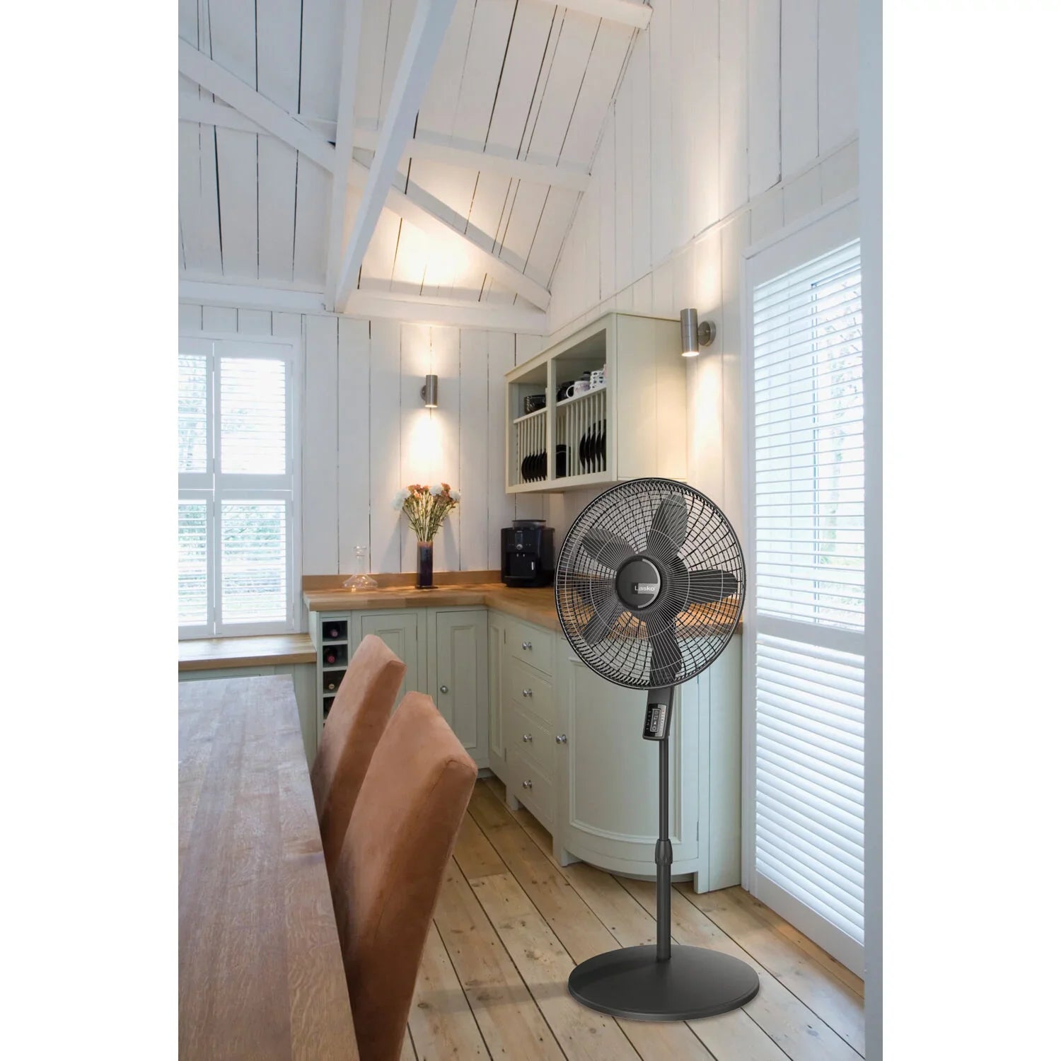 Lasko Elite Collection Quiet Blade Pedestal Fan with Remote Control and Adjustable Thermostat, Black