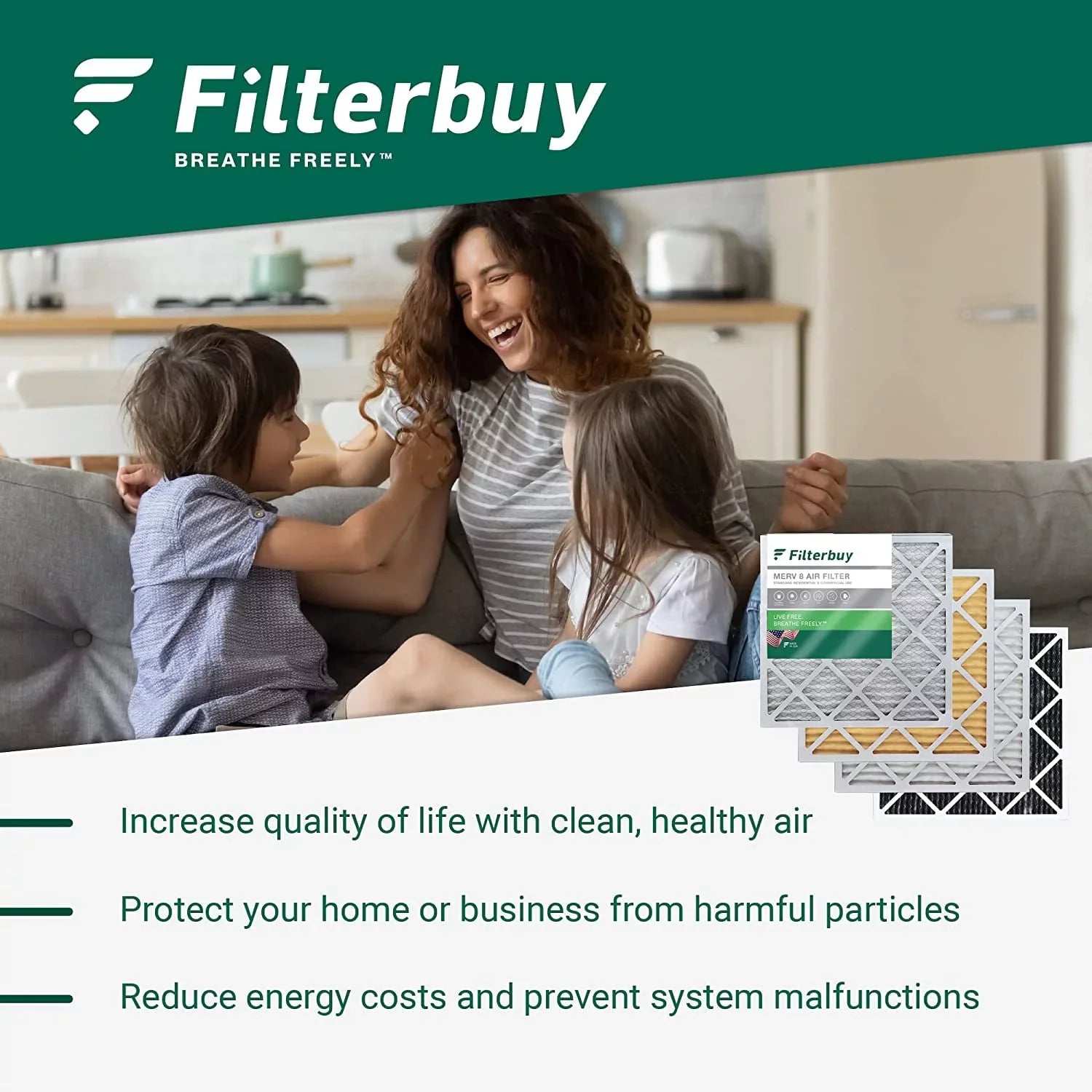 Filterbuy 20x20x5 MERV 11 Pleated HVAC AC Furnace Air Filters for Honeywell FC100A1011 and Lennox X0585 (3-Pack)
