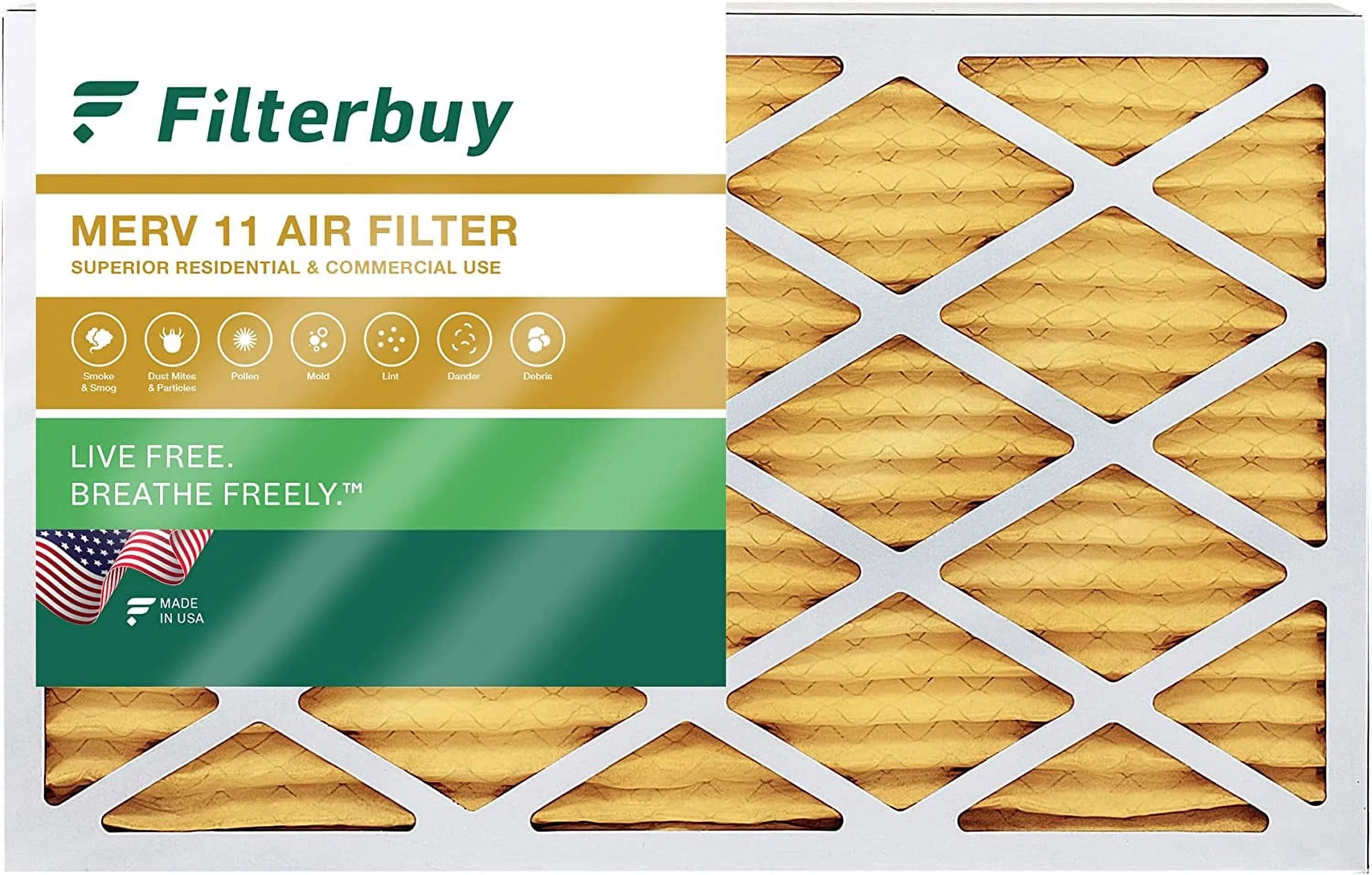 Filterbuy 16x24x4 MERV 11 Pleated HVAC AC Furnace Air Filters (1-Pack)
