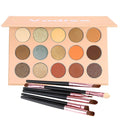 Vodisa Colorful Eyeshadow Palette Matte Shimmer High Pigmented Eyeshadow Pallet 15 Colors Professional Makeup Nudes Warm Natural Long Lasting Liquid Eye Shadow with Make Up Brushes Set (