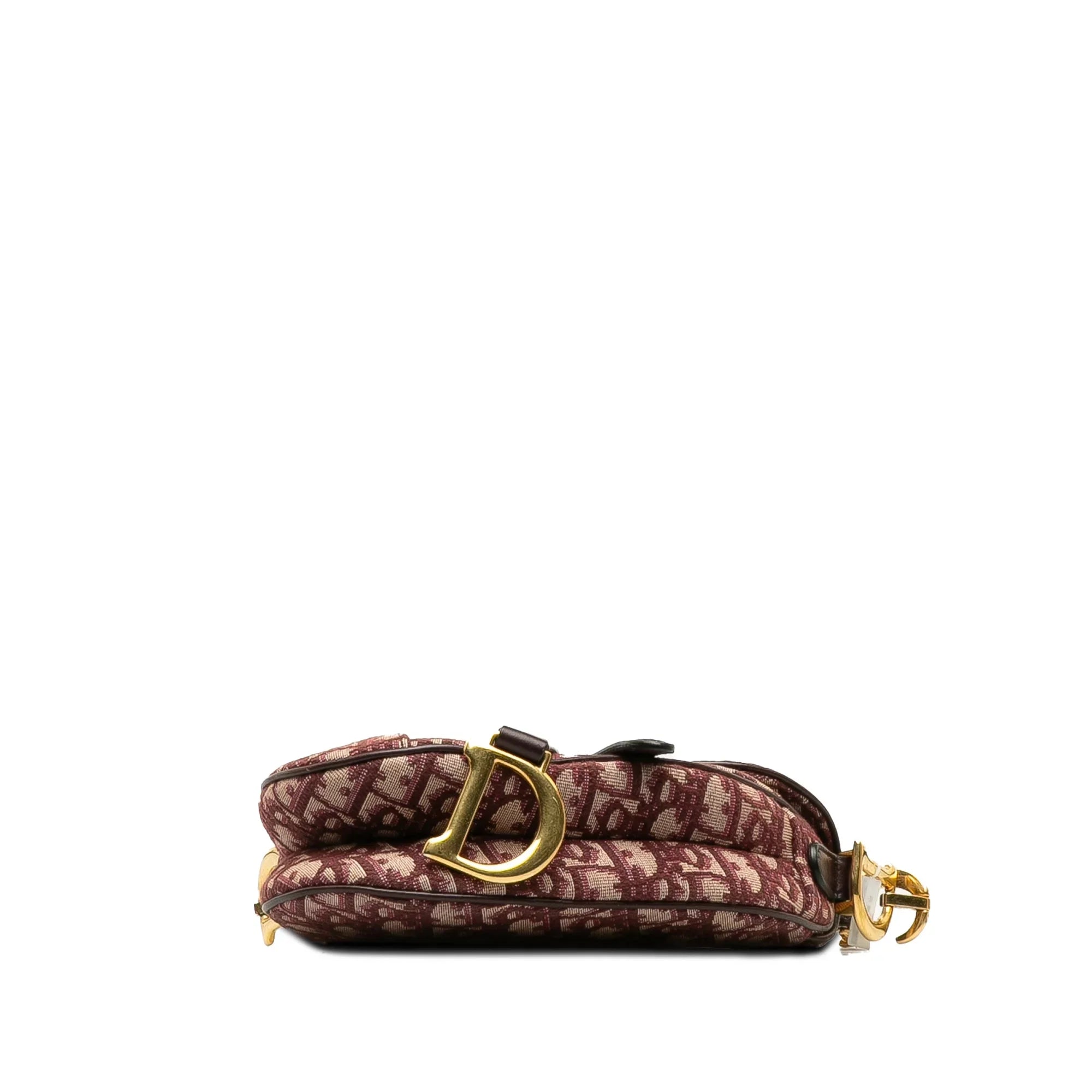 Pre-Owned Authenticated Dior Mini Oblique Saddle Canvas Fabric Red Satchel Unisex (Good)
