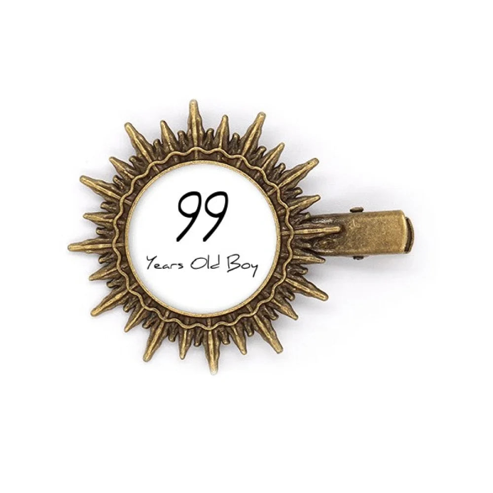 99 years old Boy Age Longevity Hairpin Sun Headwear Retro Metal Clips Pin
