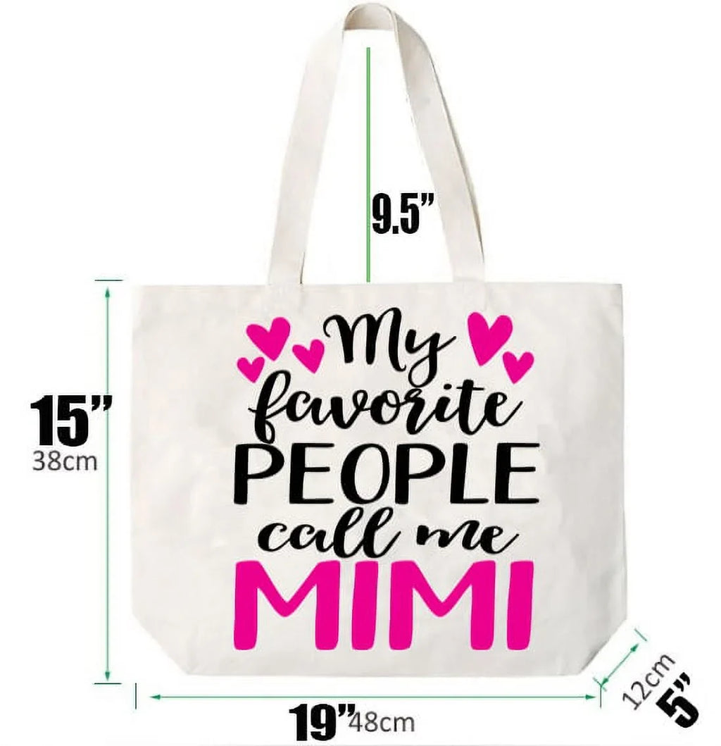 Mimi Gift My Favorite People Call Me Mimi Tote Bag Grandma Gift Idea Book Bag Travel Tote Handbag -COCOVICI