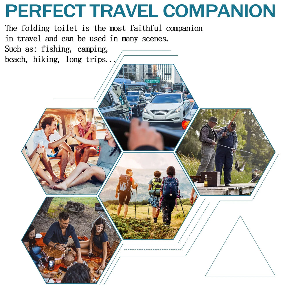 JELLAS Portable Toilet for Camping, Camping Toilet Collapsible Car Travel Toilet Portable Potty with Travel Bag and 10 Pcs Garbage Bag