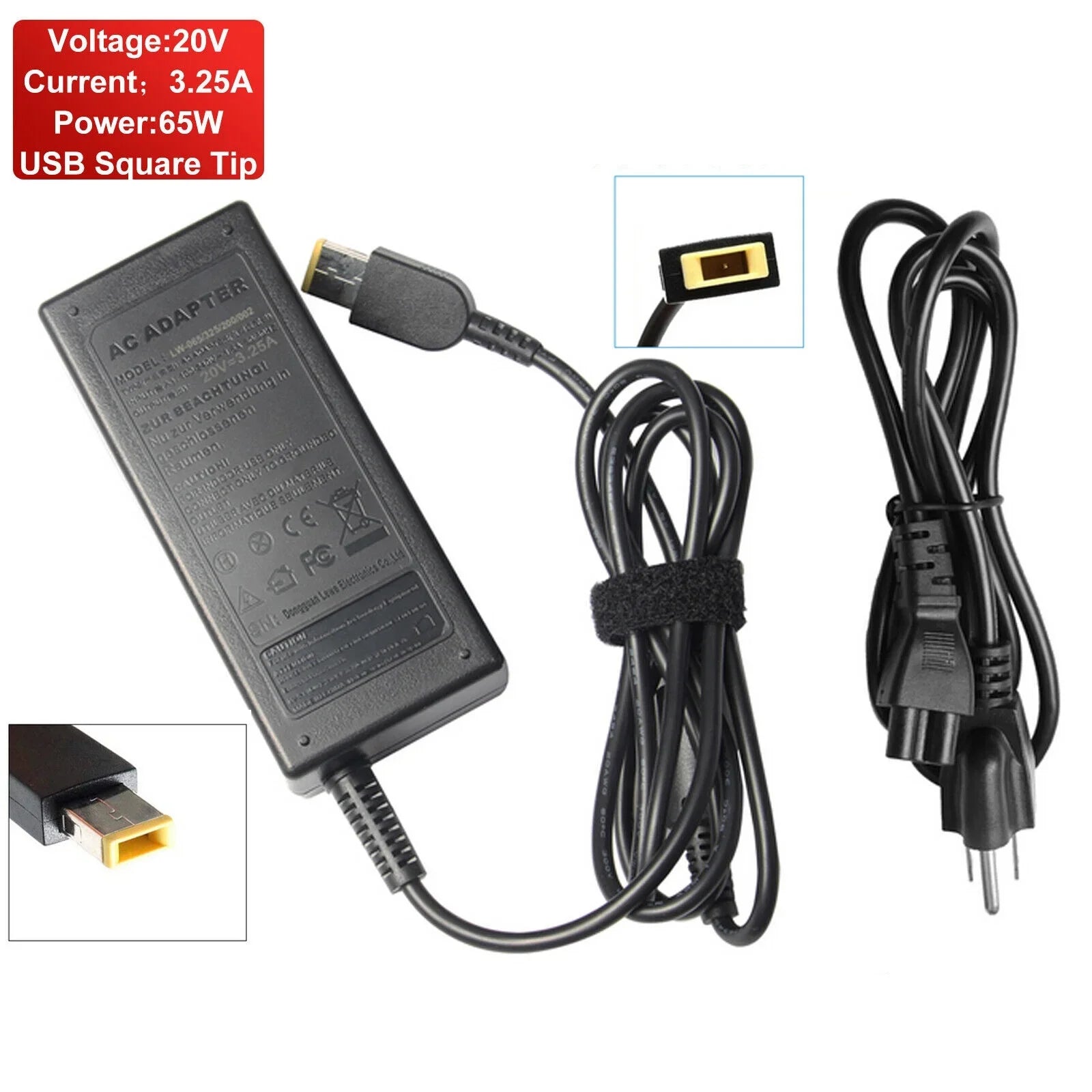 2 Pcs 65W AC Adapter Power Charger For Thinkpad X240 X240S X300S T440S T450
