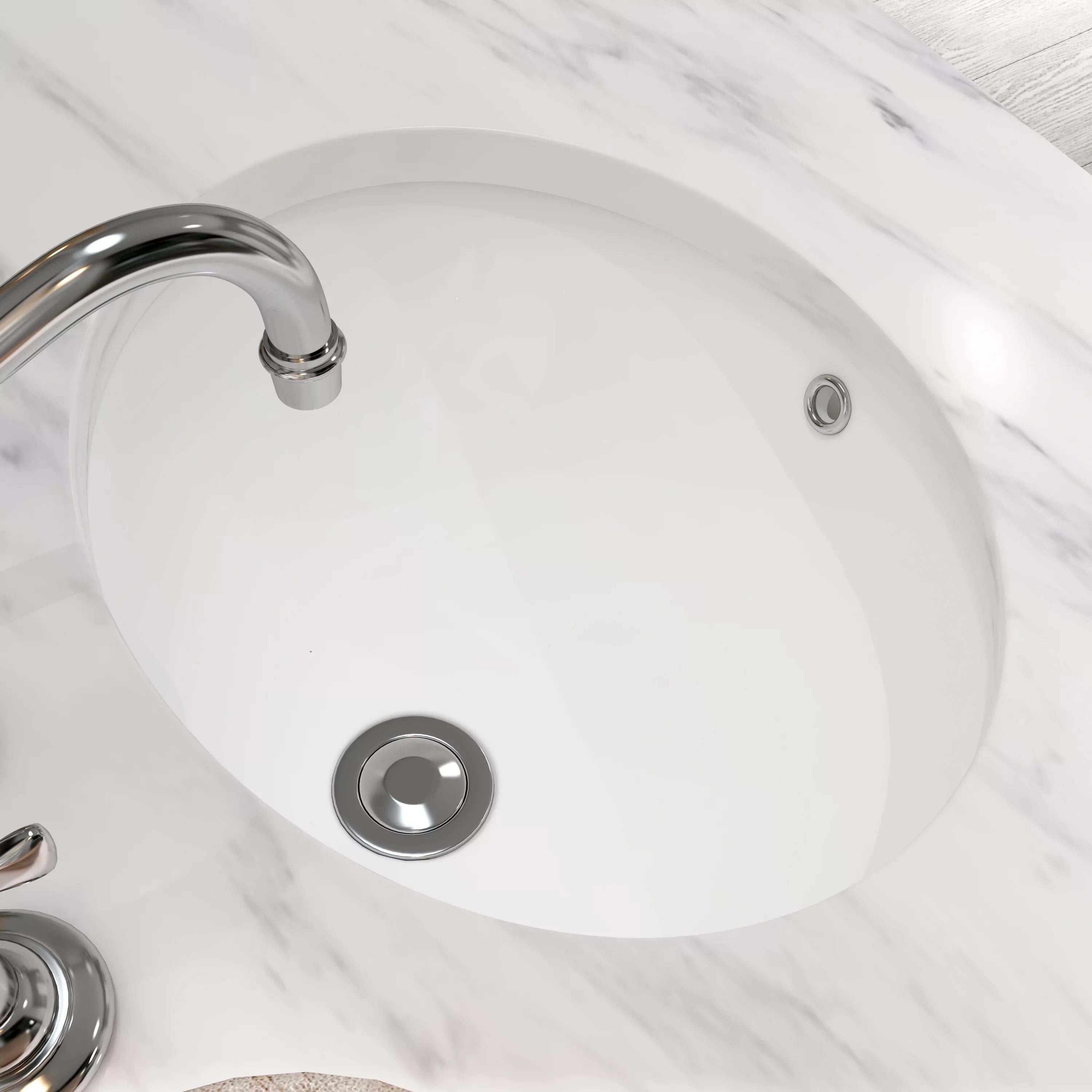 MEJE 17"x14" Oval Shape Undermount Bathroom Vessel Sink , Ceramic White Sink Glossy Finished
