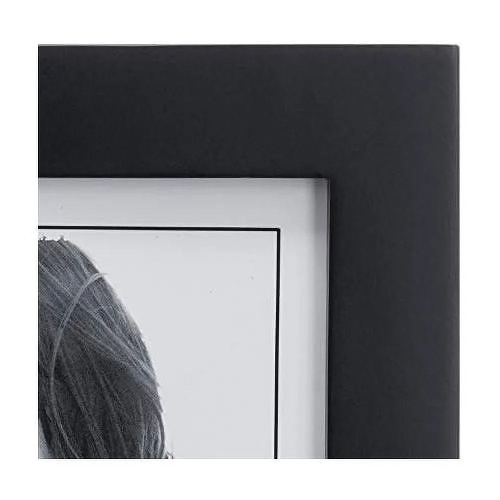 5X7 Picture Frame - Wide Real Wood Molding, Real Glass - Black