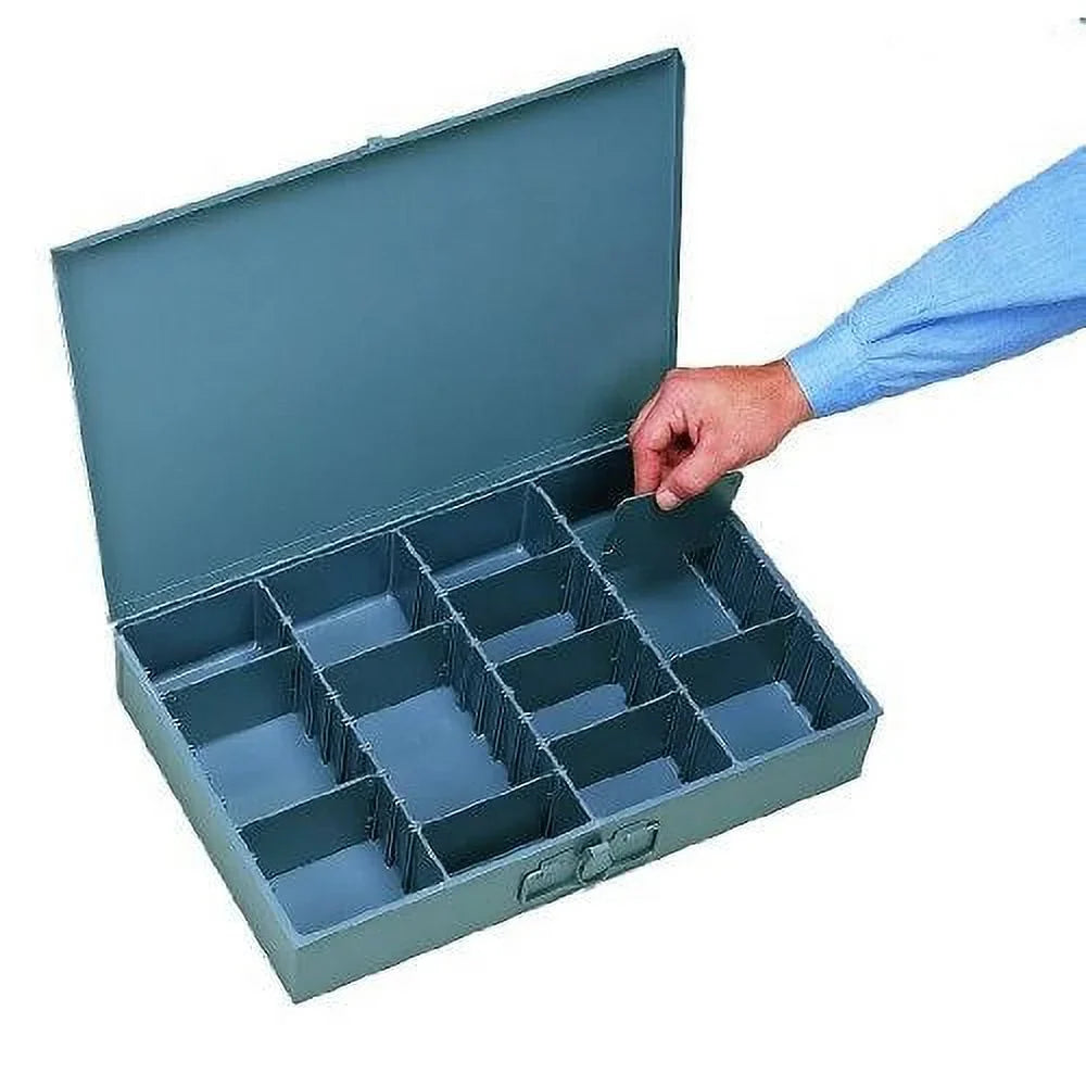 Prime Cold Rolled Steel Large Adjustable Compartment Vertical Box, 12-5/32" Length X 18-11/32" Width X 3-5/32" Height, Gray Powder Coat Finish