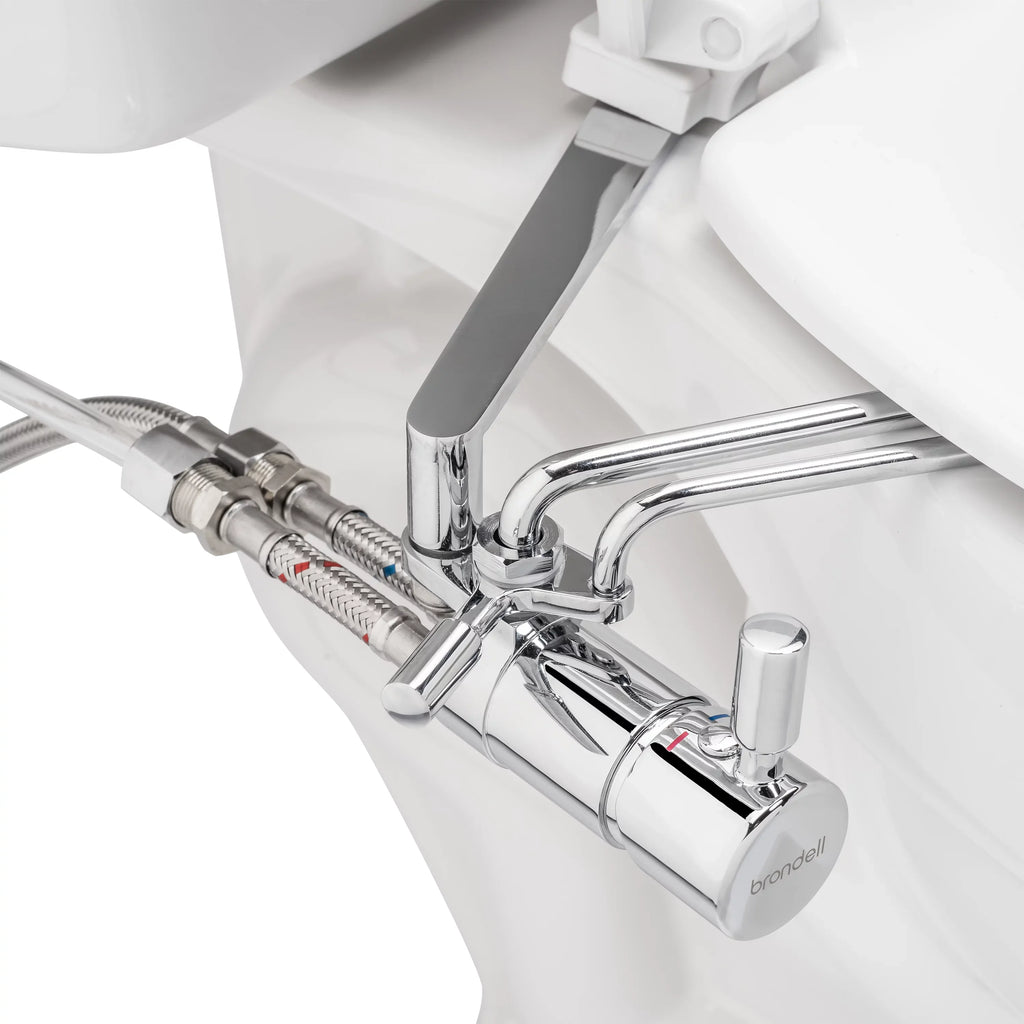 Brondell Side-Mounted All Metal Attachable Bidet with Adjustable Spray Wand, Dual Temperature in Silver
